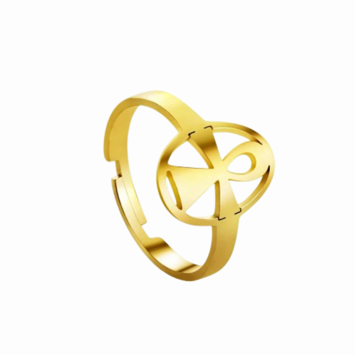 Bague Femme Croix Ankh - Or / Réglable