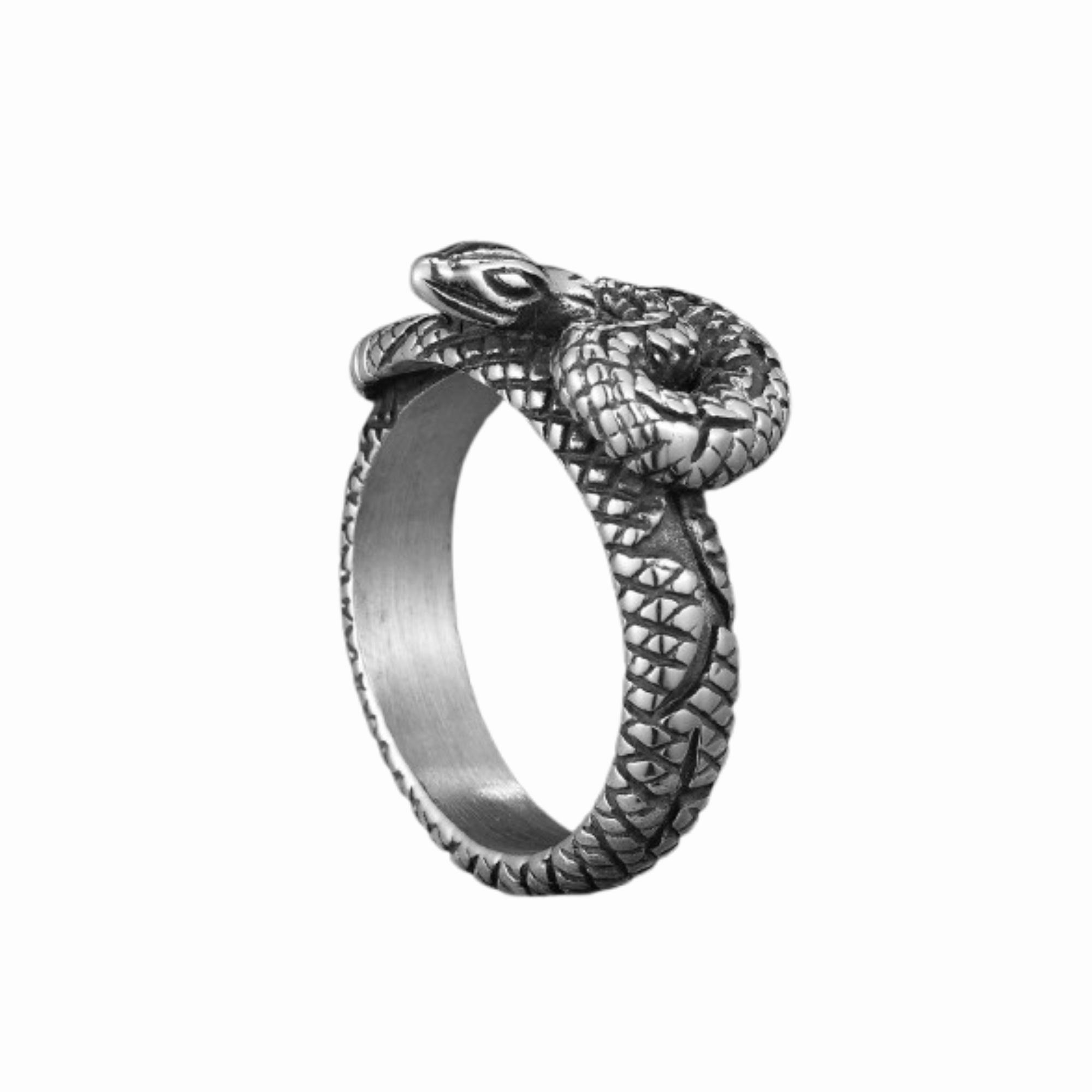 Bague Argent 925 Rhodié Forme Serpent - Taille 53 - Occasion Vintage