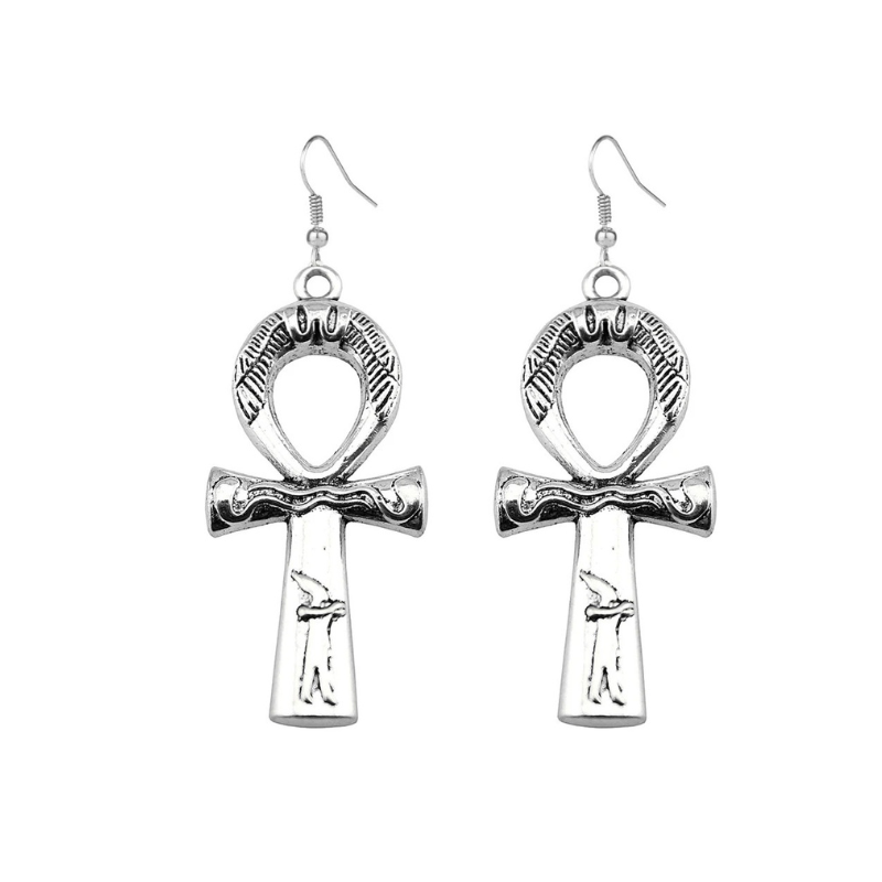 Boucle D’Oreille Croix Égyptienne - Vendu par paire / Argent