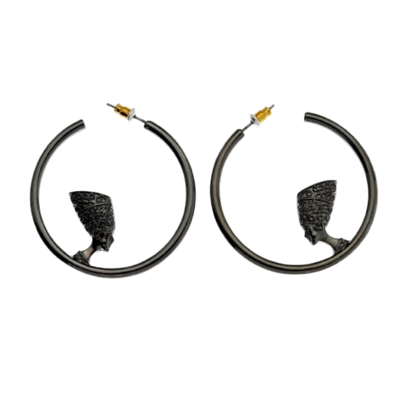 Boucle D’Oreille Néfertiti - Vendu par paire / Noir