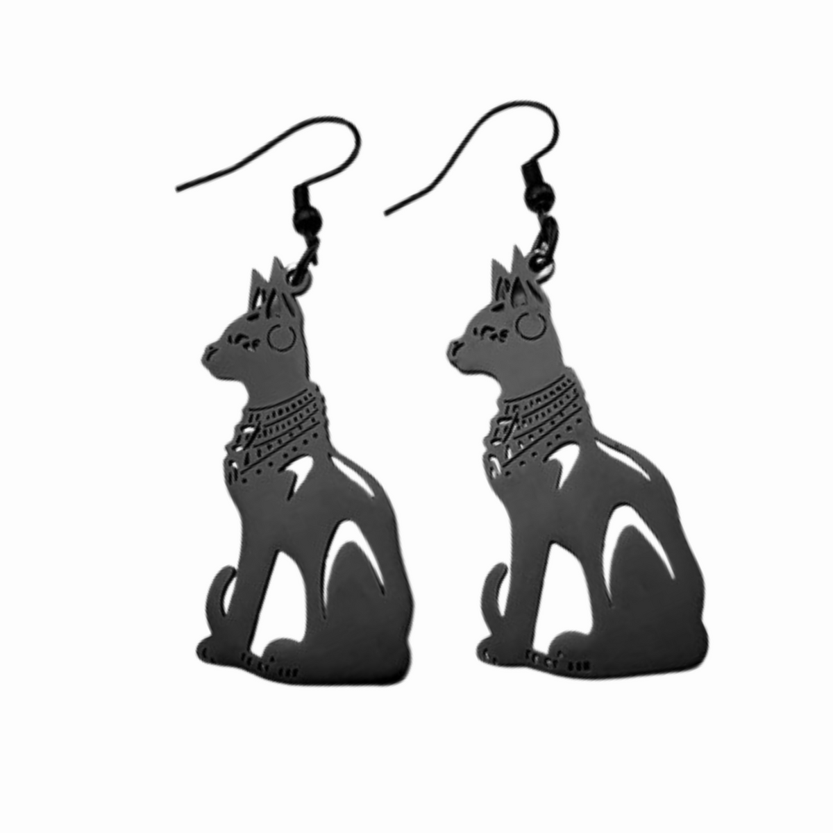 Boucles D’Oreilles Chat Egypte - Vendu par paire / Noir