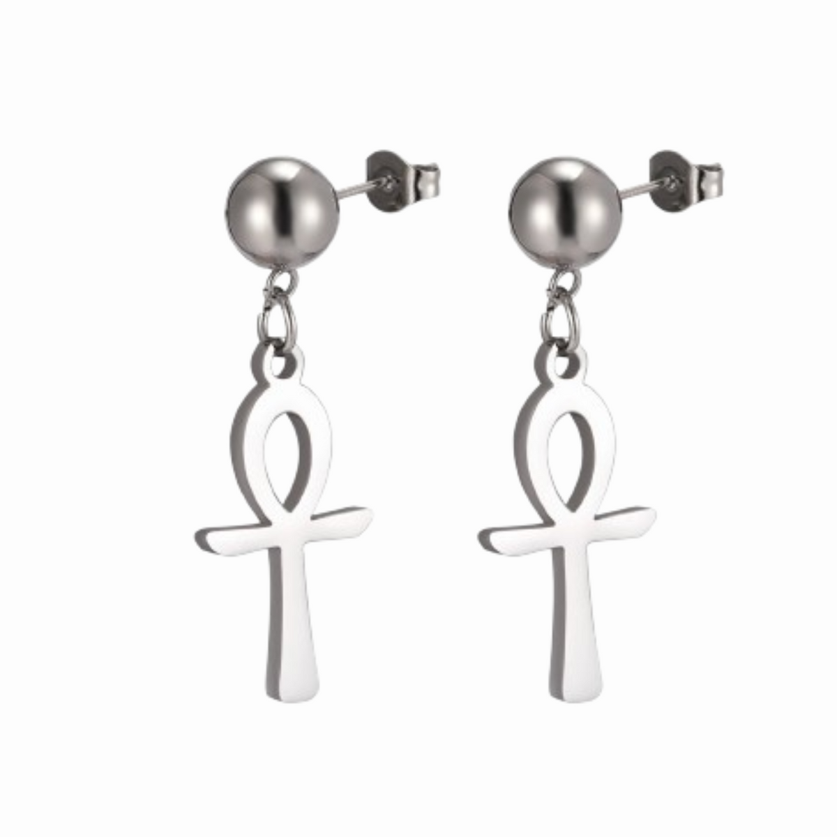 Boucles D’Oreilles Croix Égypte - Vendu par paire / Argent