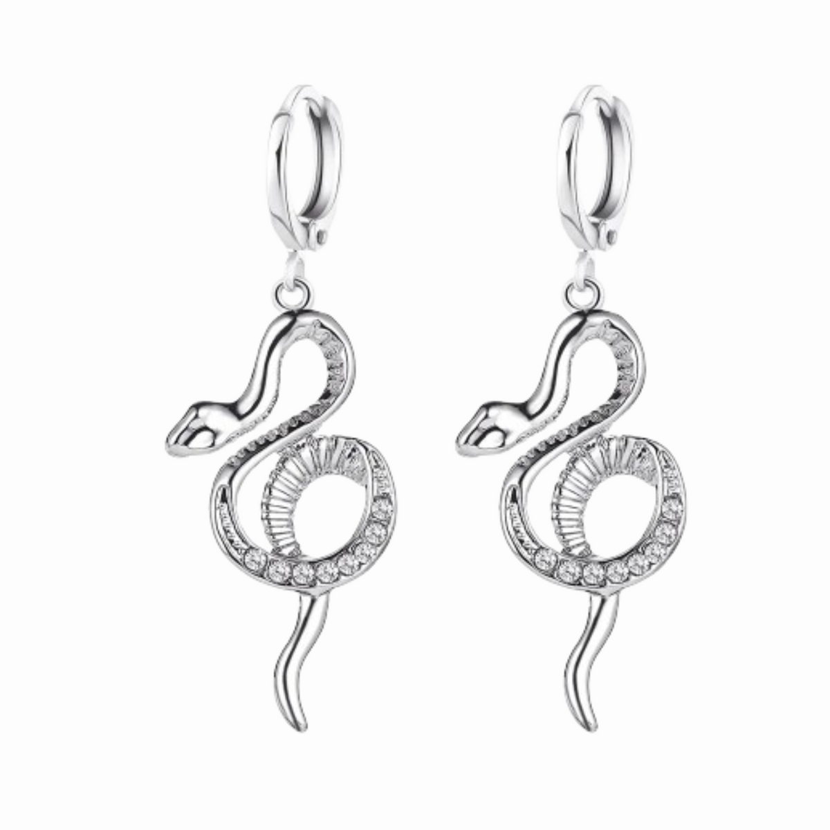 Boucles D’Oreilles Femme Serpent - Vendu par paire / Argent