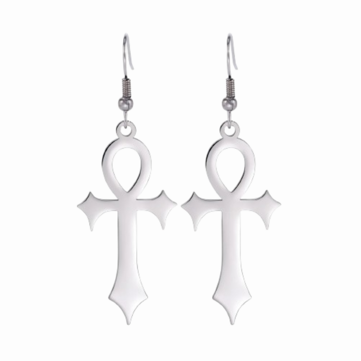 Boucles D’Oreilles Symbole Ankh - Vendu par paire / Argent