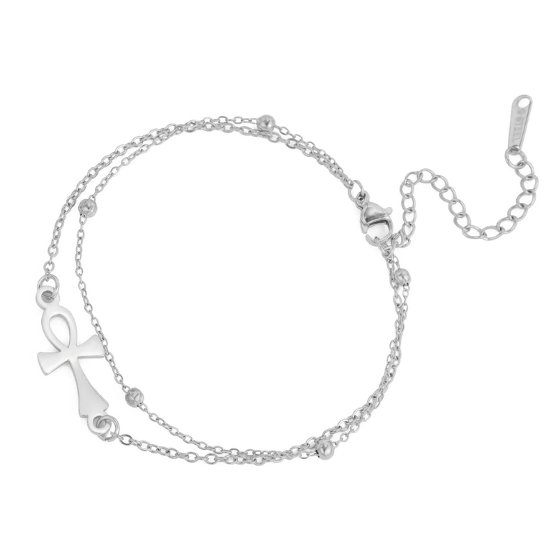 Bracelet Croix De Ankh Femme - 17 à 22cm / Argent