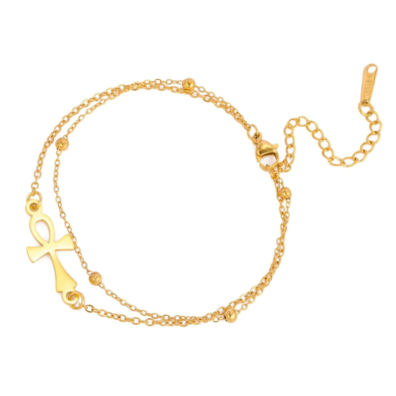 Bracelet Femme Croix De Ankh - 17 à 22cm / Or
