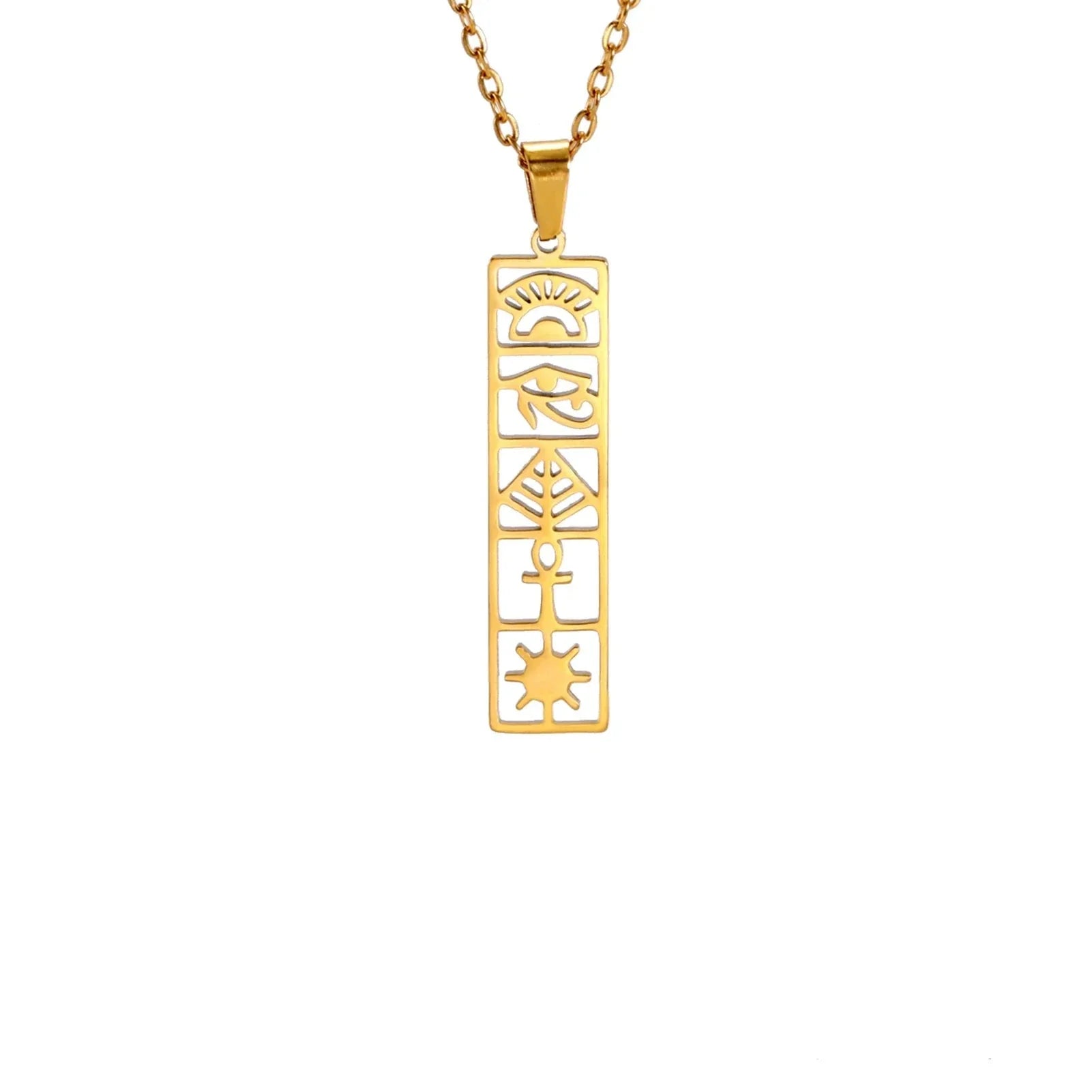 Collier En Argent Sterling Avec Plaque Égypte - Poids 7.63g, Chaîne Longue