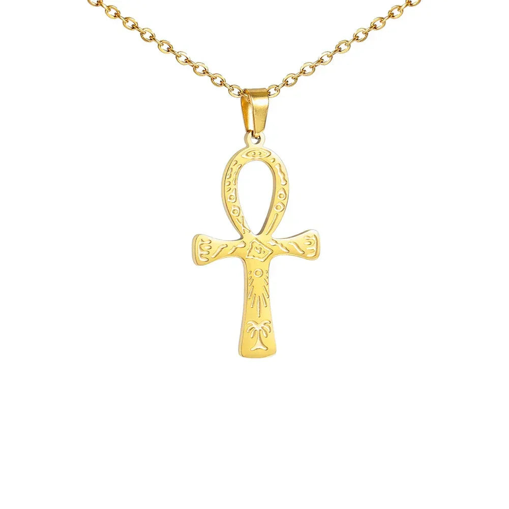 Collier Croix de Vie Egyptienne Pendentif - 45 à 50cm / Or