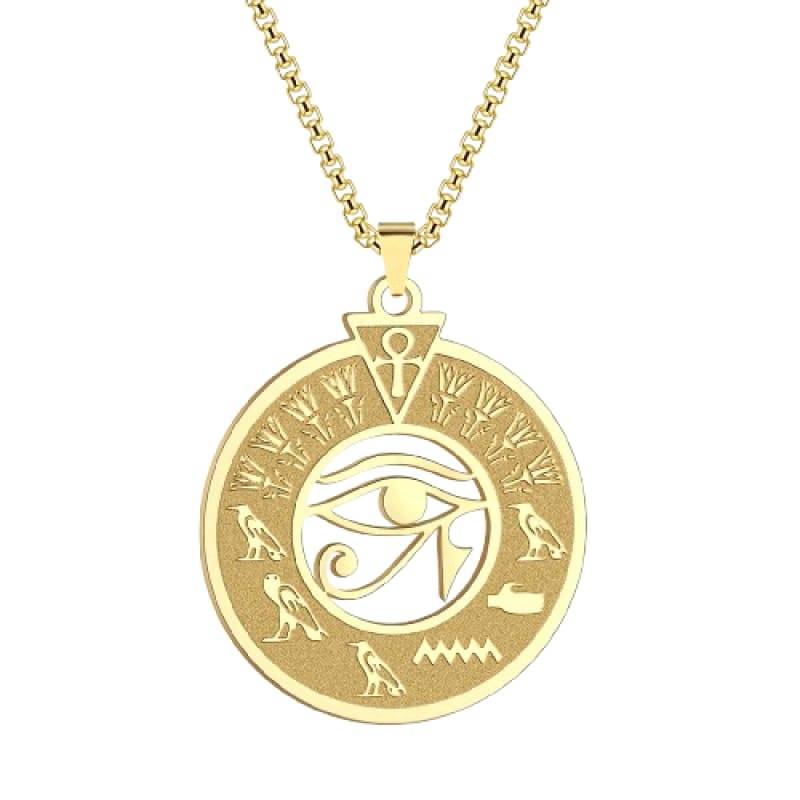 Collier Pendentif œil D'Horus Et Ankh égyptien Pour Homme - Acier Inoxydable, Neuf Avec étiquettes