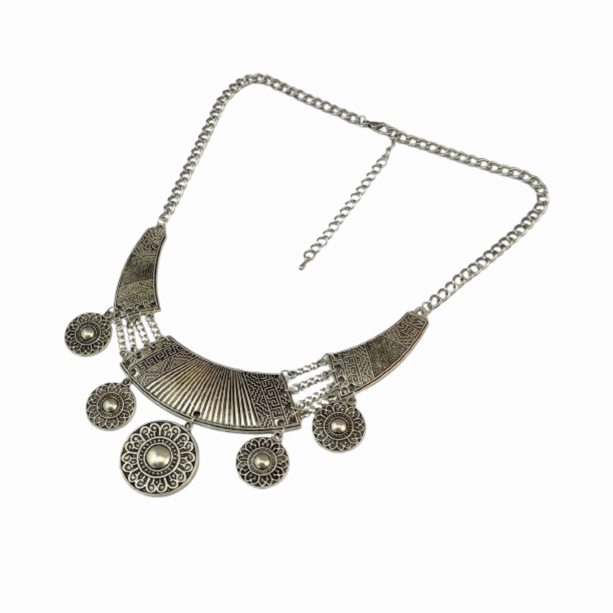 Collier Plastron Égyptien - Argent / 63cm