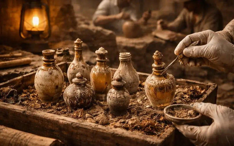 Découverte Archéologique Flacons De Parfum Egypte Antique