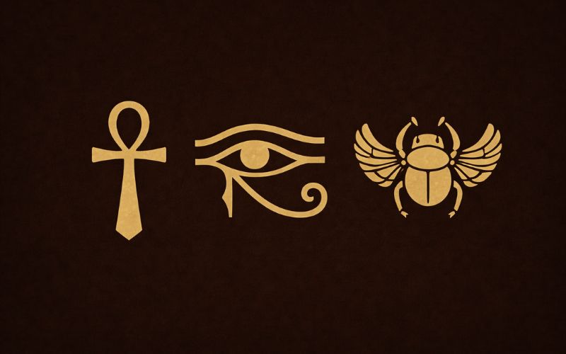 Symboles Ankh Horus Et Scarabée