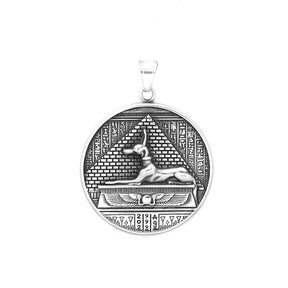 Amulette Cartouche Egyptien Pendentif - 60cm / Argent