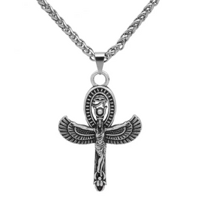 Amulette Croix Ankh Bijoux Homme - 60cm / Argent