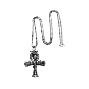 Amulette Croix Ankh Symbole - 60cm / Argent