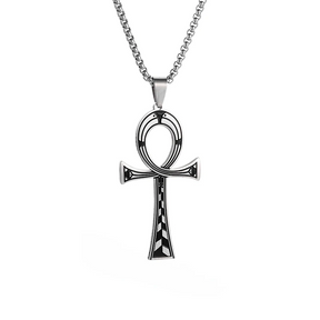 Amulette Croix Ansée Égyptienne - 60cm / Argent