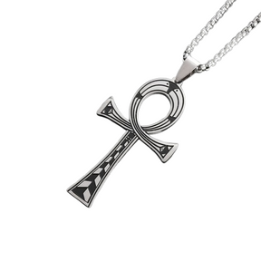 Amulette Croix Ansée Égyptienne - 60cm / Argent