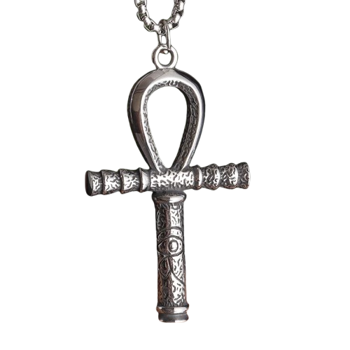 Amulette Croix De Ankh - 60cm / Argent