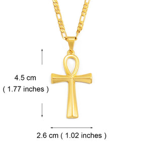 Amulette Croix De Ankh Bijoux Collier - 45cm / Or