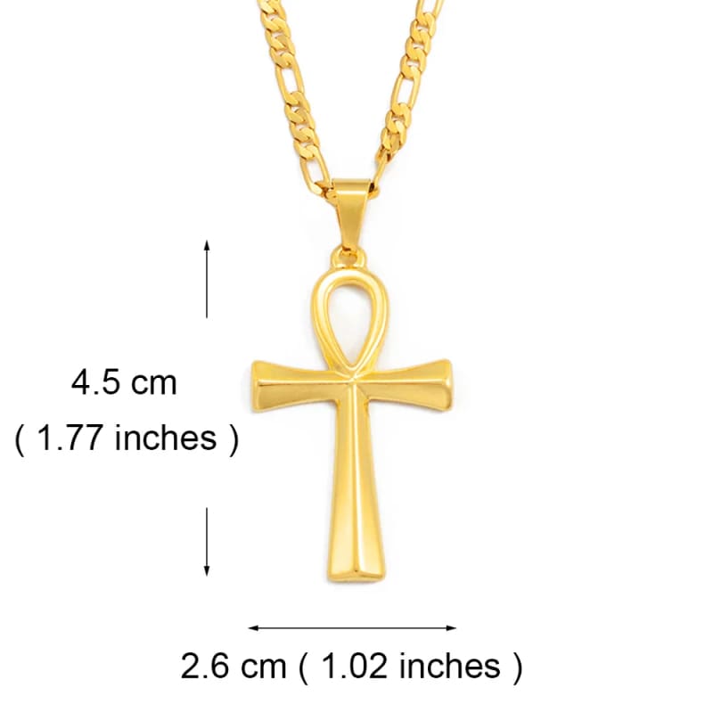 Amulette Croix De Ankh Bijoux Collier - 45cm / Or