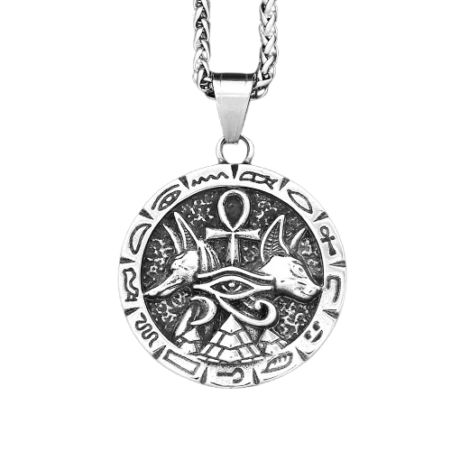 Amulette Medaille Egyptienne - Argent / 60cm