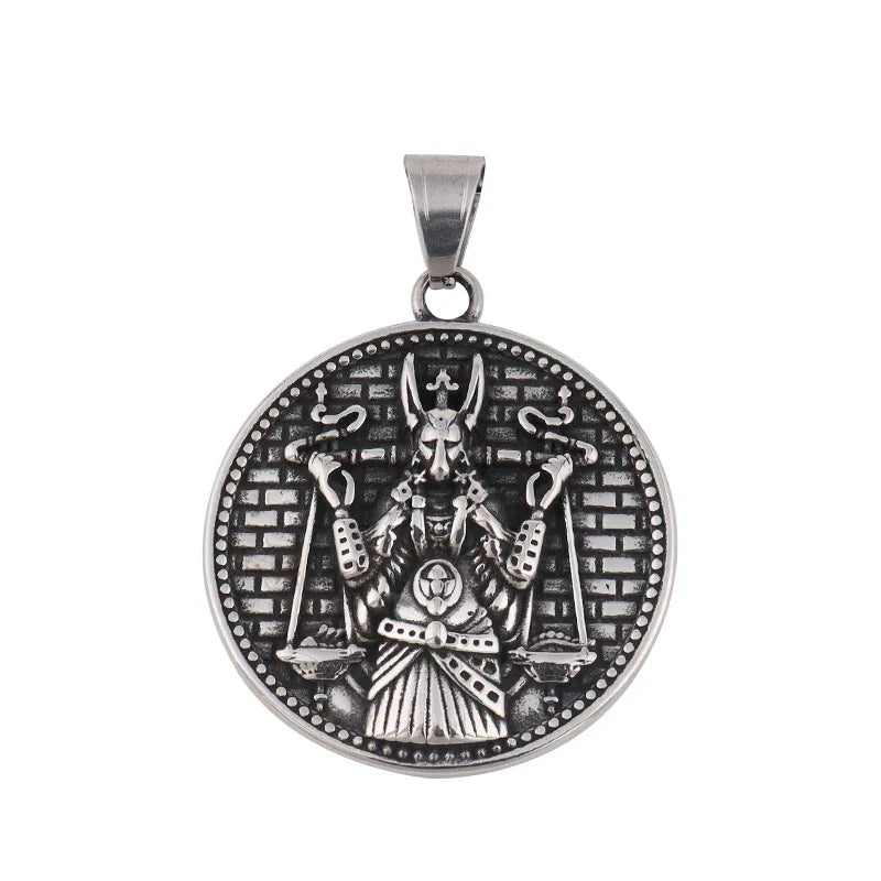 Amulette Medaillon Egyptien - 60cm / Argent