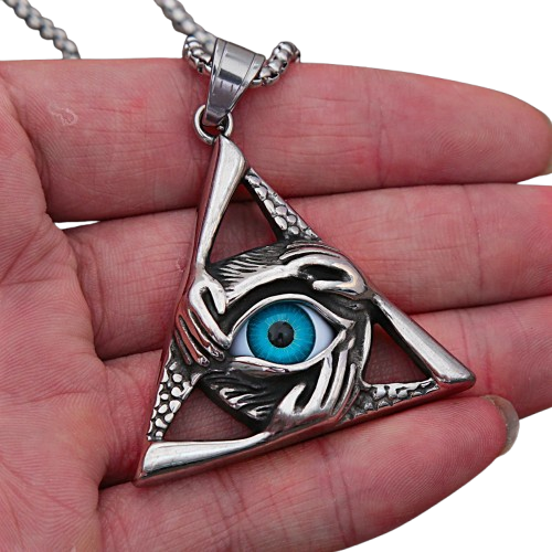 Amulette Oeil Oudjat - 60cm / Argent