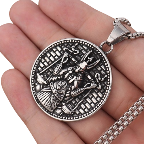 Amulette Pendentif Anubis - Argent / 60cm