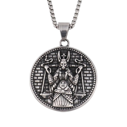 Amulette Pendentif Anubis - Argent / 60cm