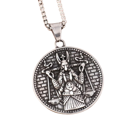 Amulette Pendentif Anubis - Argent / 60cm