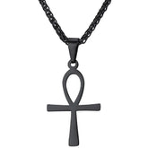 Amulette Pendentif Croix Homme Egyptienne - 50 à 55cm / Noir