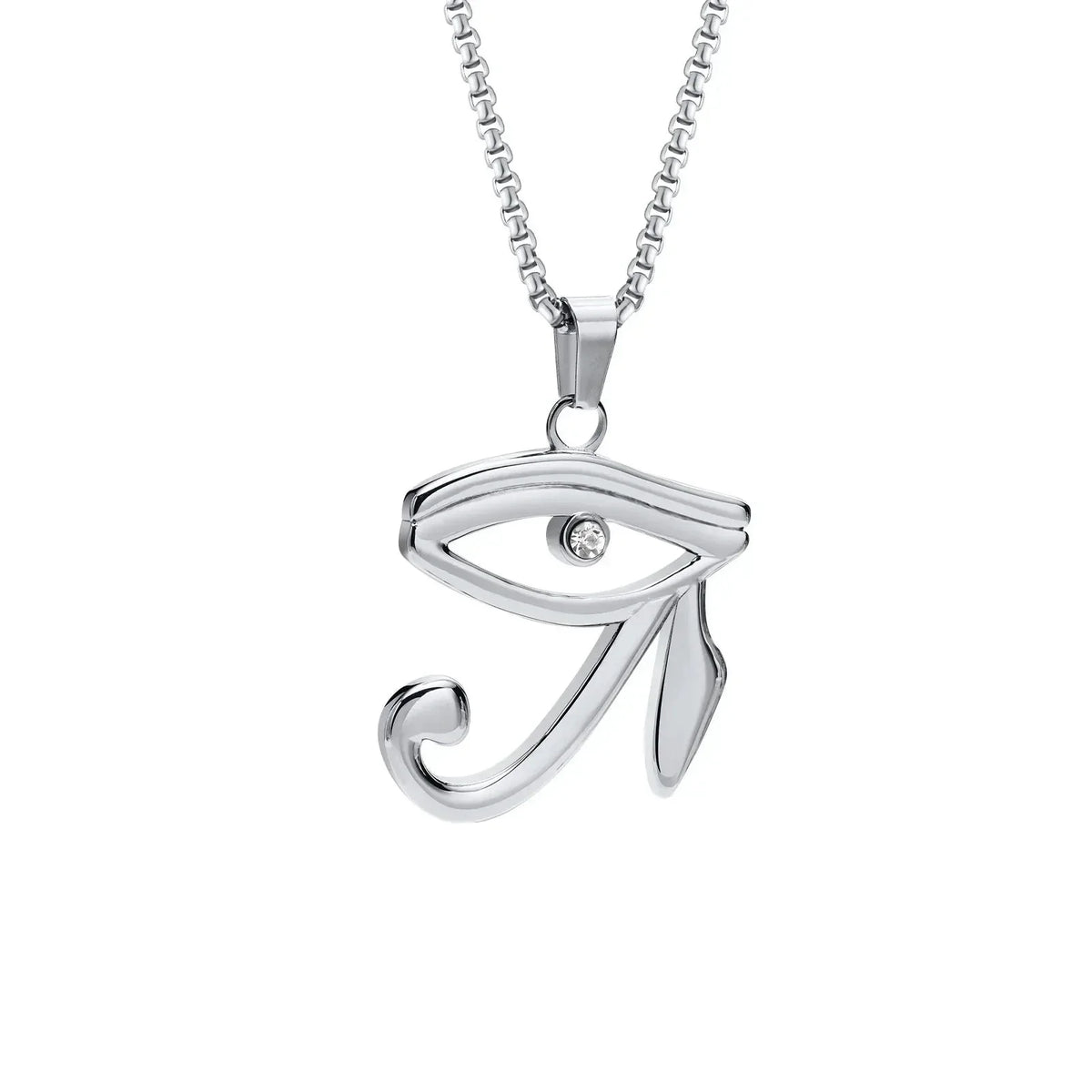 Amulette Pendentif Oeil Horus - 60cm / Argent