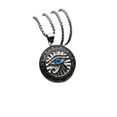 Amulette Pendentif Oeil Porte Bonheur - 60cm / Argent