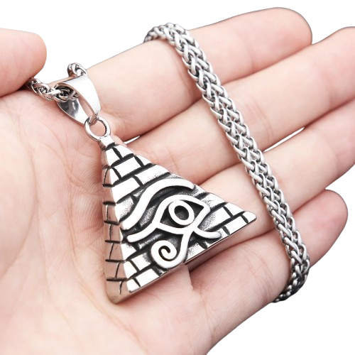 Amulette Pendentif Oeil Protecteur - 60cm / Argent