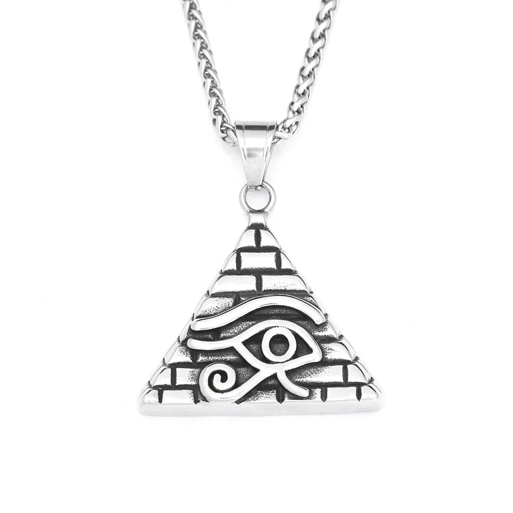 Amulette Pendentif Oeil Protecteur - 60cm / Argent