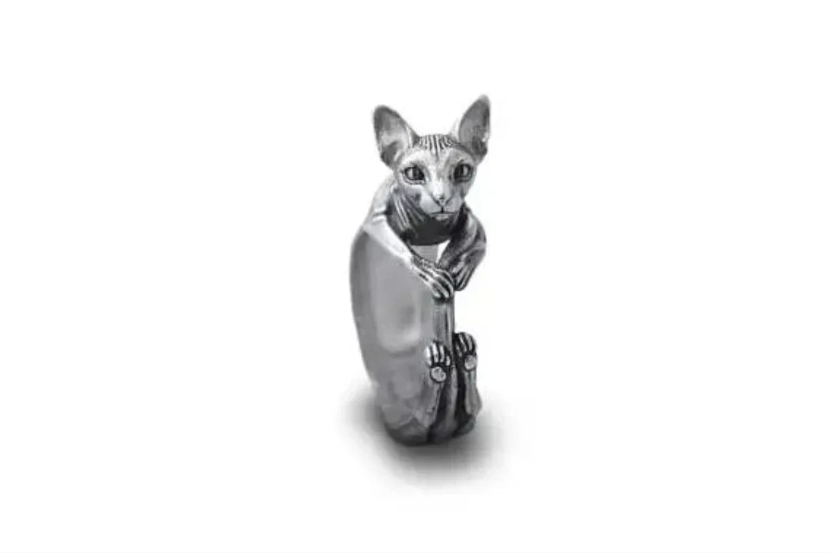 Bague Egyptienne Chat - Réglable / Argent