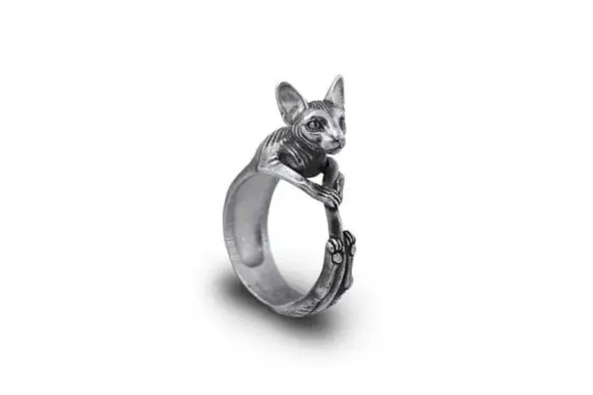 Bague Egyptienne Chat - Réglable / Argent