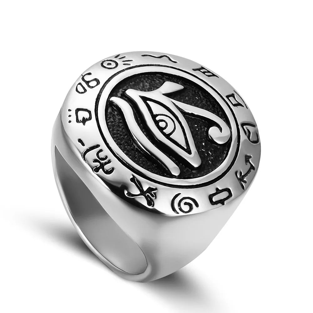Bague Homme Œil D'Horus Viking Réglable - Alliage Zinc Sans Nickel - Design Ouvert Pouce - Style Gothique Vintage - Cadeau - 1