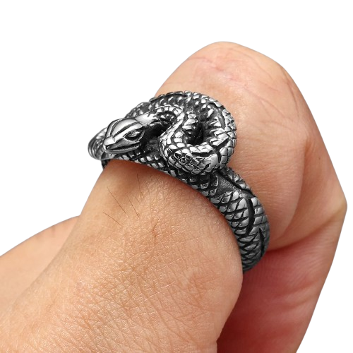 Bague Homme Serpent Cobra En Acier Inoxydable - Design Audacieux Largeur 24 Mm - Tailles 59 à 72 - Bijou Puissance Et Style