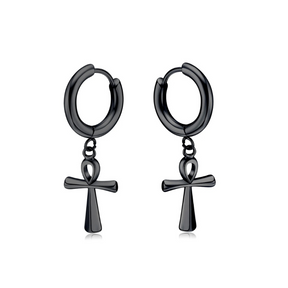 Boucle D’Oreille Ankh Égypte - Vendu par paire / Noir