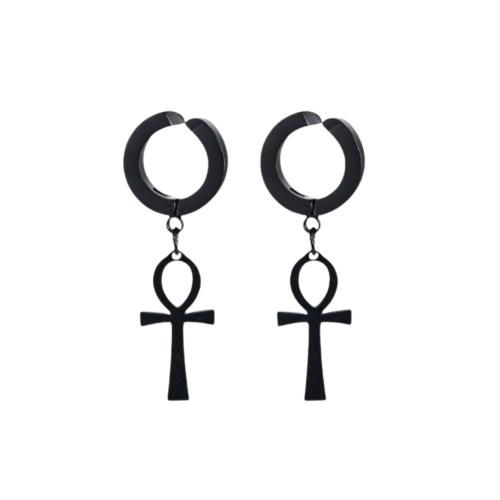 Boucle D’Oreille Ankh - Vendu par paire / Noir