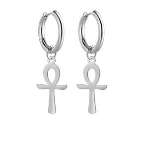 Boucle D’Oreille Croix de Ankh - Vendu par paire / Argent