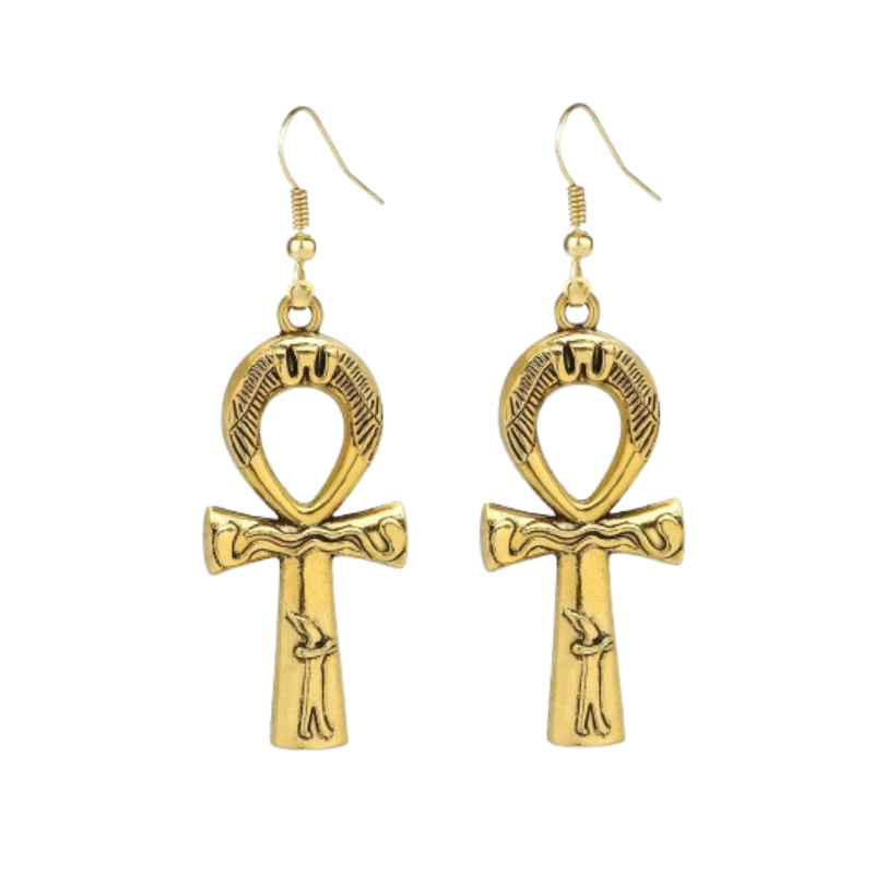 Boucle D’Oreille Croix Égyptienne - Vendu par paire / Or
