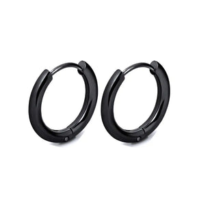 Boucle D’oreille Homme Anneau - 8mm / Noir