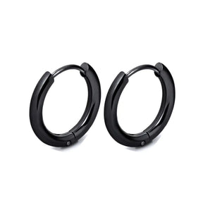 Boucle d’oreille homme anneaux - 8mm / Noir