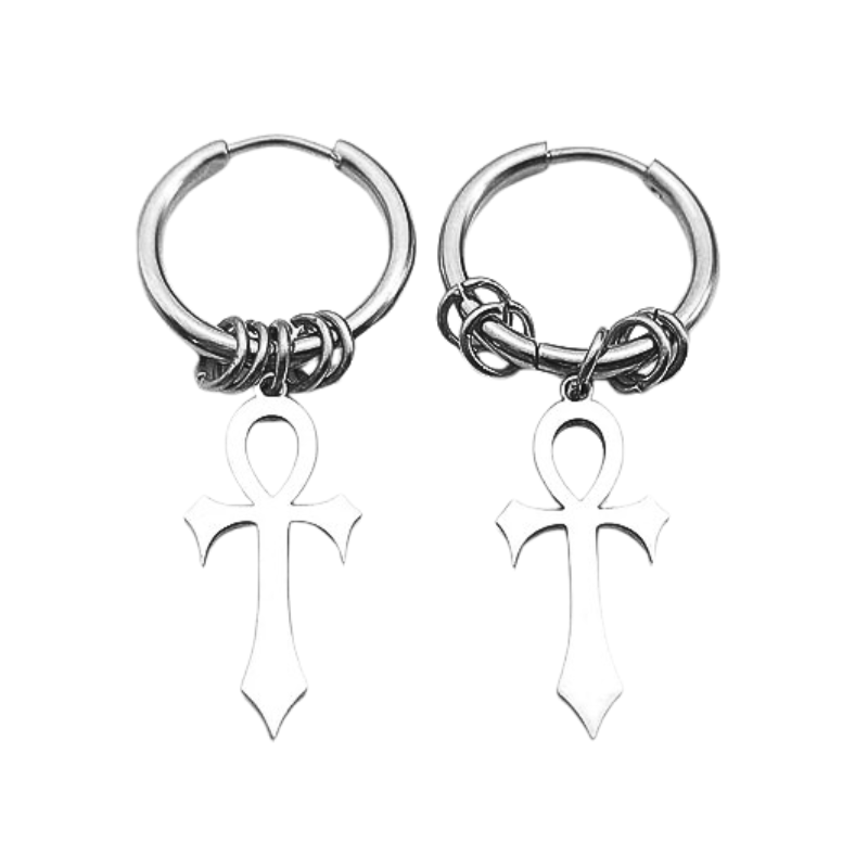 Boucles D’Oreilles Croix Ankh Femme - Vendu par paire