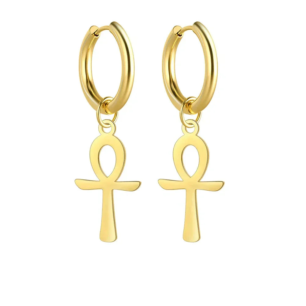 Boucles D’oreilles Croix de Ankh - Vendu par paire / Or