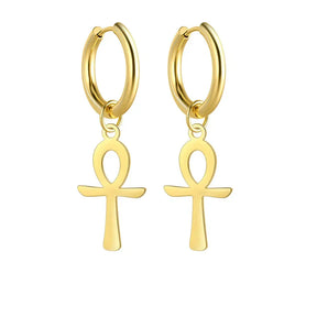 Boucles D’oreilles Croix de Ankh - Vendu par paire / Or