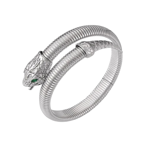 Bracelet Argent Serpent - Unique / Vert