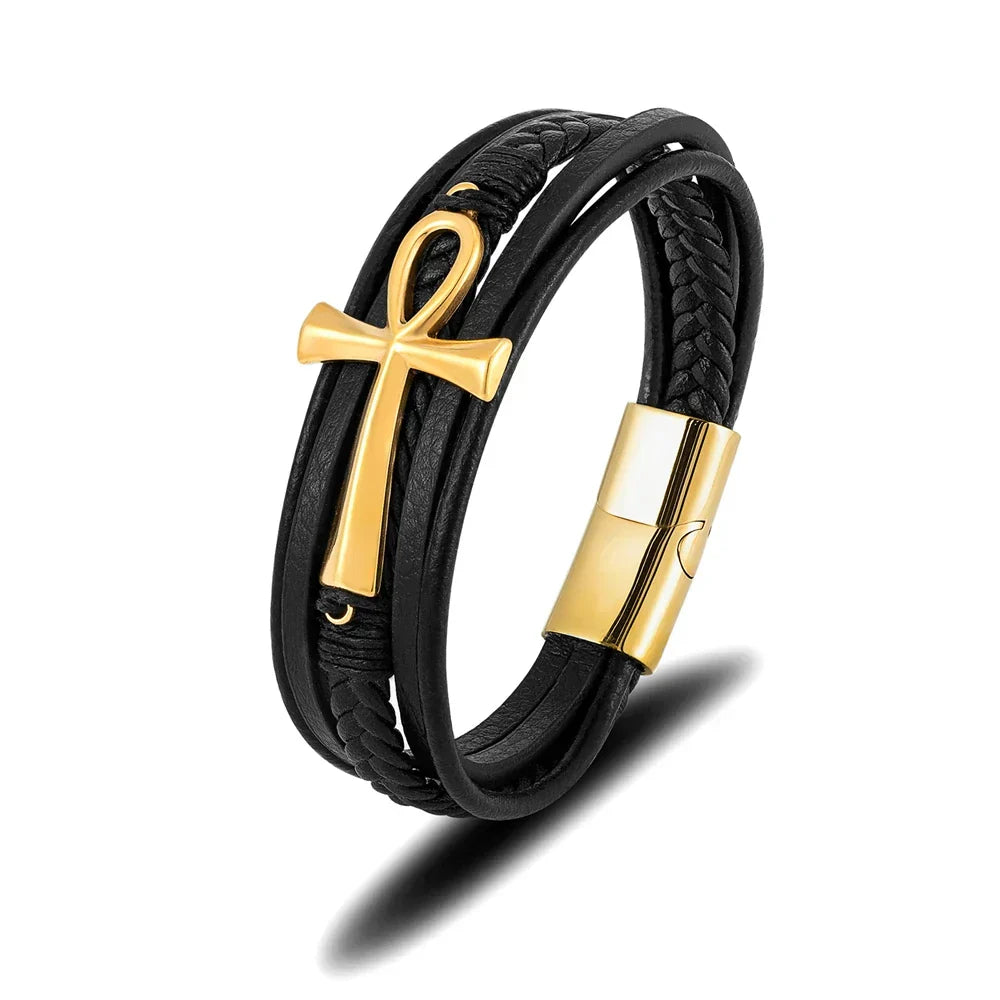 Bracelet Avec Croix Homme - 19cm / Or